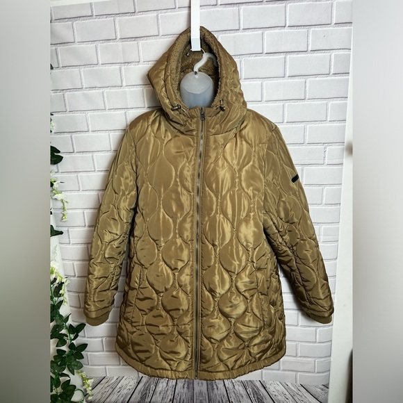 Lucky Brand Quilted Hooded Puffer Coat in Bronze Gold - Size XXL - Picture 5 of 12